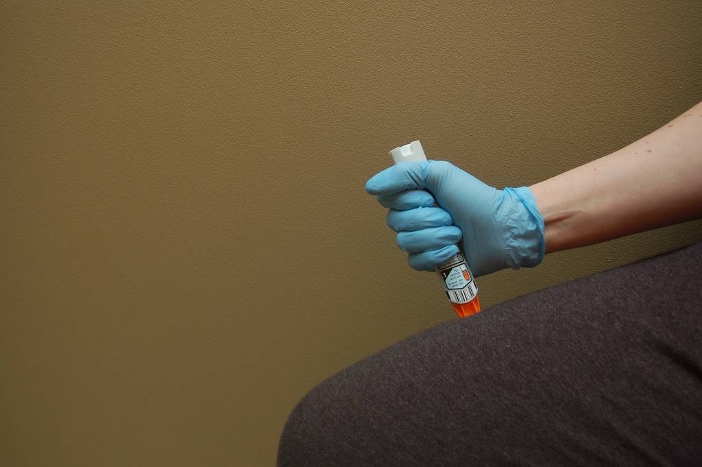 EpiPen auto injecting syringe