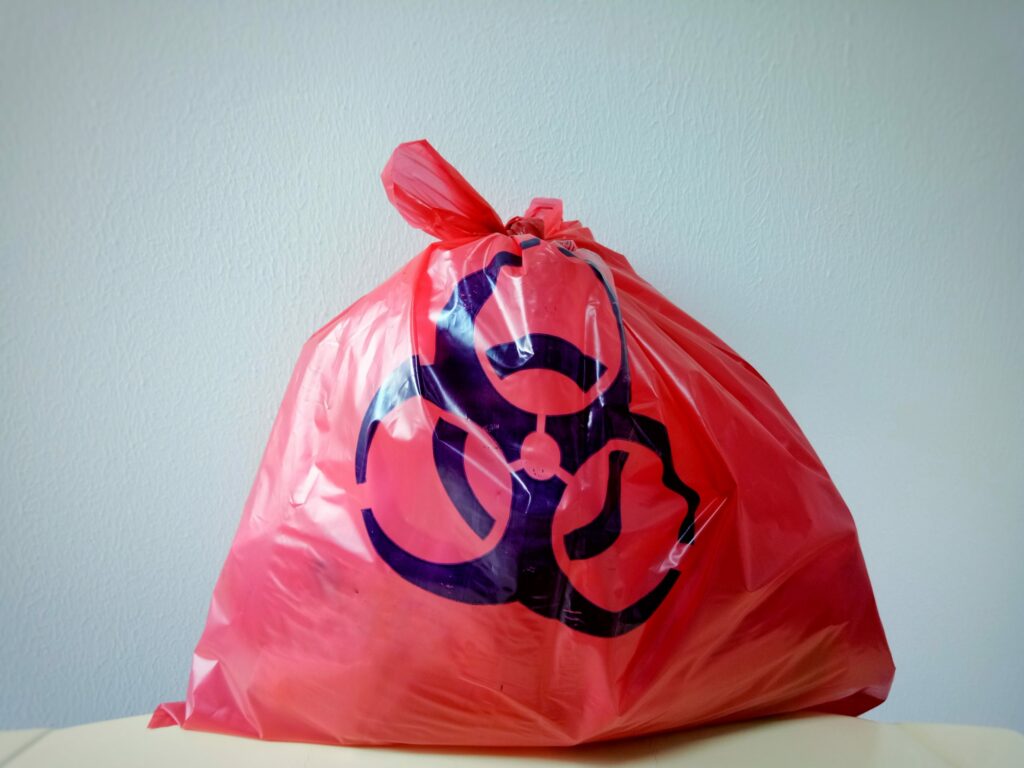 Biohazard waste bag